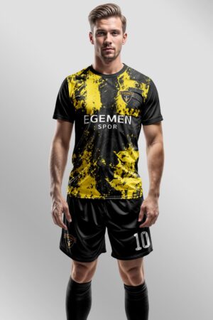 Sarı Siyah Retro Halı Saha Forma