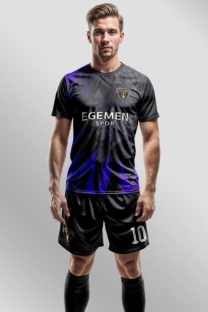 Siyah Lacivert Retro Halı Saha Forma